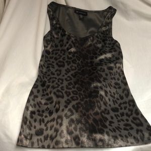 INC M animal print grey shimmer tank euc